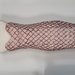 Lumier Strapless Sequin Dress Rose Gold Plaid Sweetheart Neckline Fitted Size S